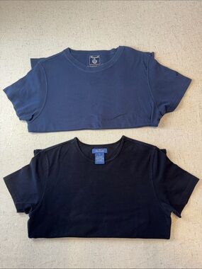 Faconnable Navy and Black Short Sleeve Crew Neck Tees Bundle 100% Cotton N0753